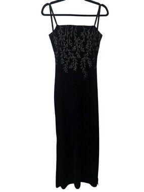 Black Velour Formal Gown | Open Back Strappy Detail
